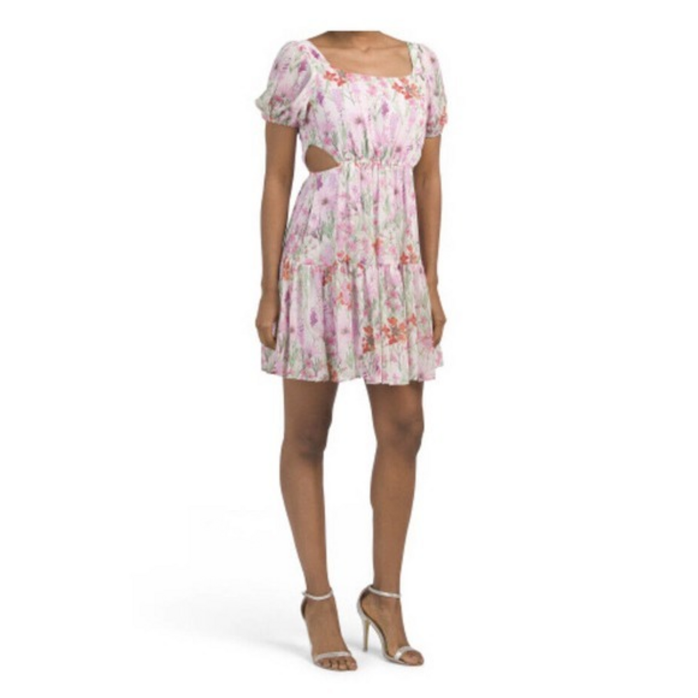 Taylor Women’s Floral Sheath Multi-color With Bell Sleeves Sz 14 Mini Dress. NWT